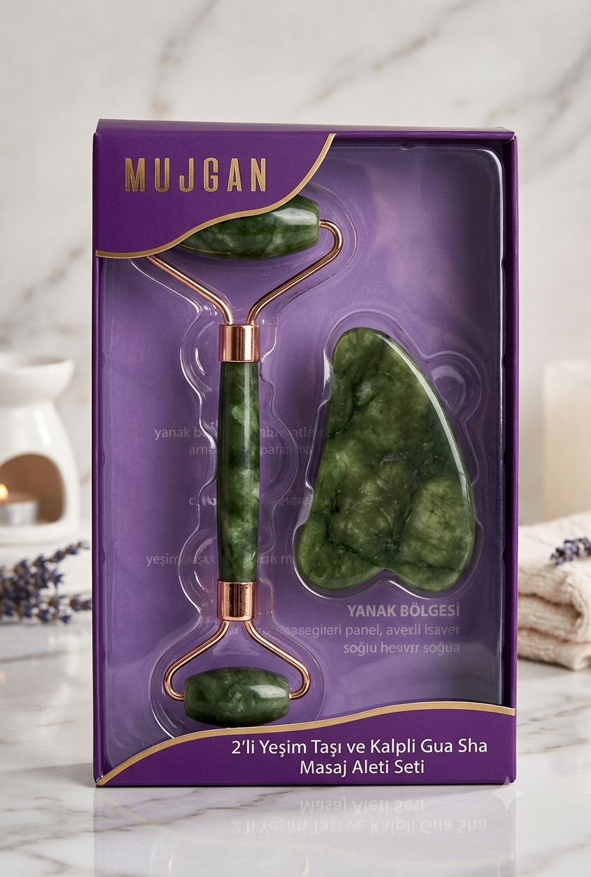 Jade Roller Gua Sha Yeşim Taşı Seti 